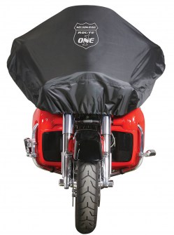 Defender Extreme Route 1 Half Cover on Red Motorcycle - front view